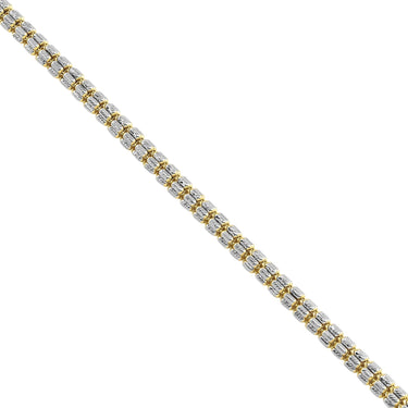 10K Two Tone Gold Six Bead Diamond Cut Link Chain 4 mm